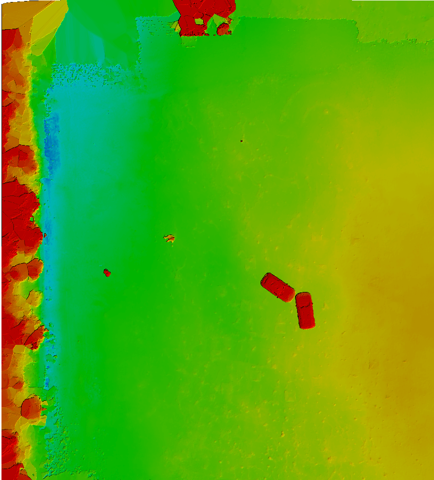 Digital surface model showing field elevation from blue (low) to red (high)